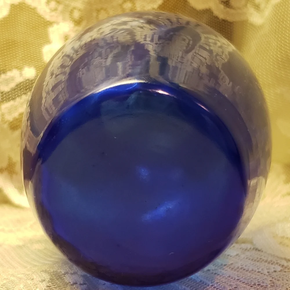 Vintage Cobalt Blue Glass Vase Isaiah 35:1,2 Bloom